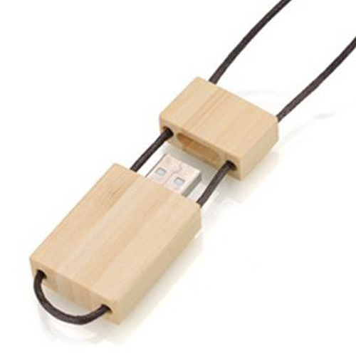 1GB Eco Wooden Flash With Lanyard