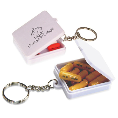 Square Shaped Pill Holder Keychain