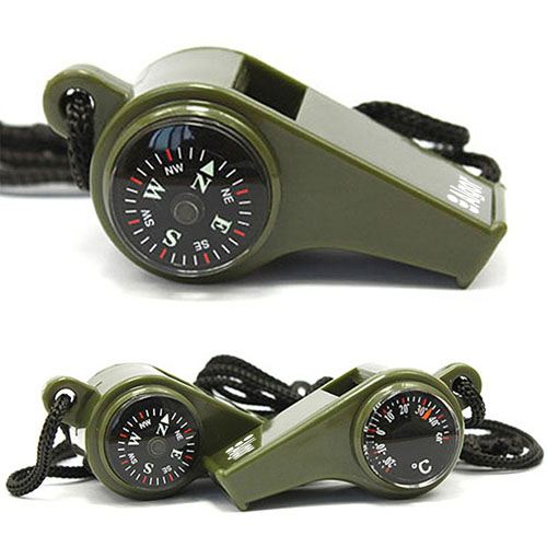 Three in One Compass Thermometer Survival Whistle