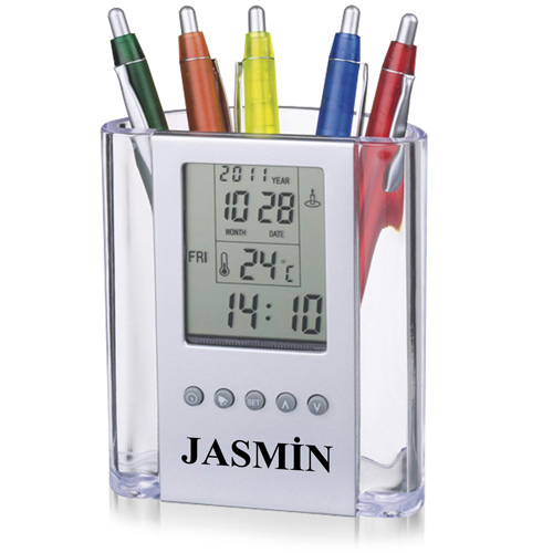 Translucent Pen Holder Desk Clock