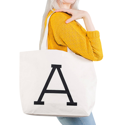 Zippered Closure Cotton Canvas Tote Bag