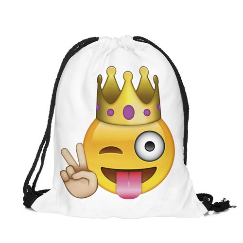 Zohra Emoji 3D Printing Drawstring Bag